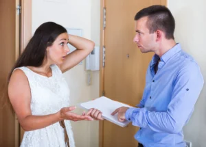 A renter and landlord having an argument.