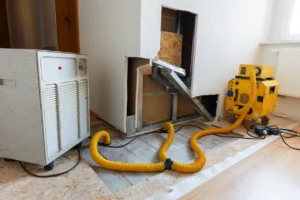 A room being ventilated after a mold infestation.